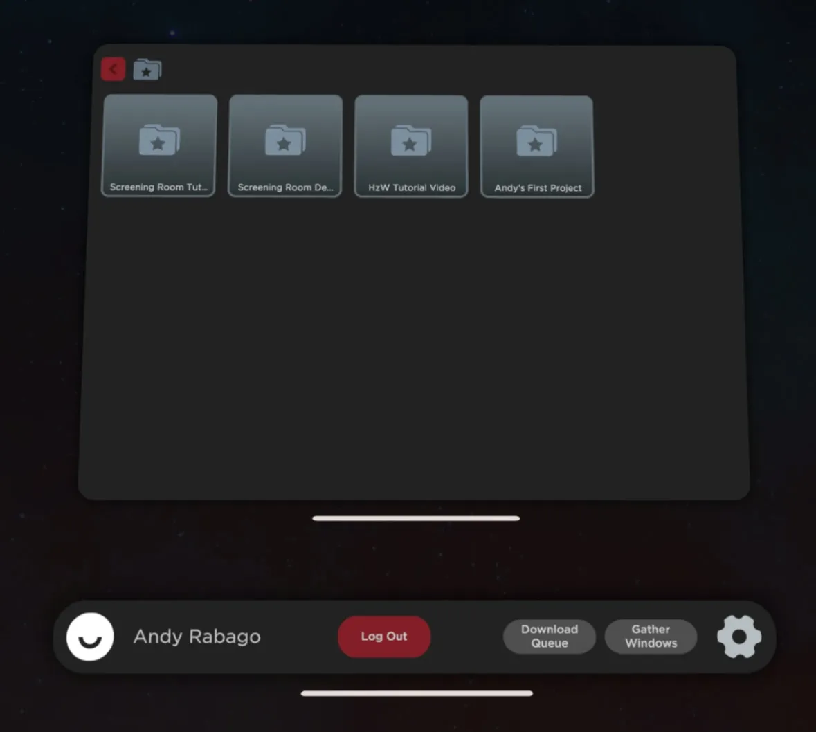 A workspace open in the file browser, showing four project folders.